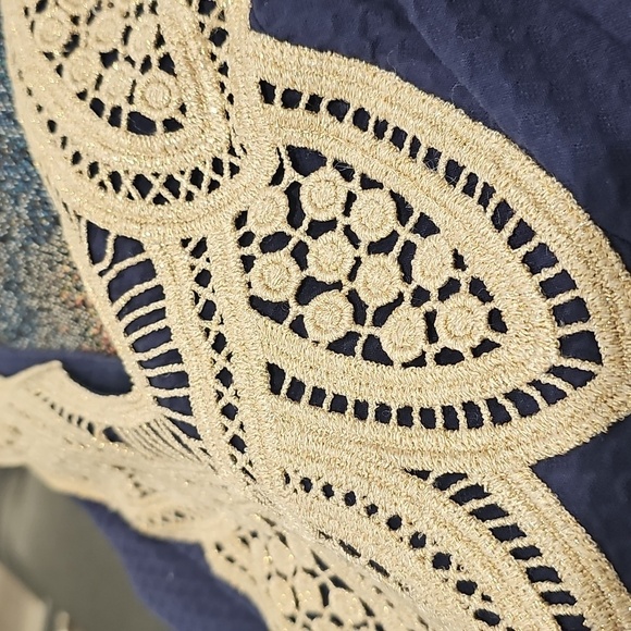 Lilly Pulitzer Navy Blue Sheath Dress Gold Crochet Embellished Sleeveless - Picture 5 of 5